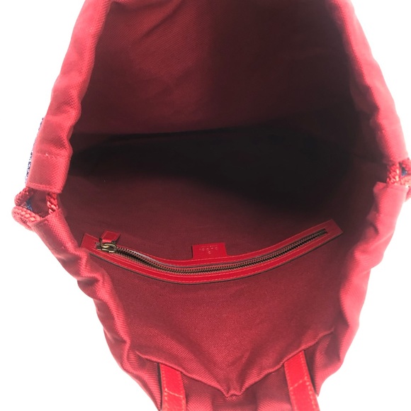 Gucci New Drawstring Logo Stripes Signature Backpack/ Tote - Picture 8 of 12